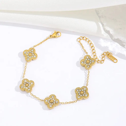 Dainty Paved Clover Bracelet