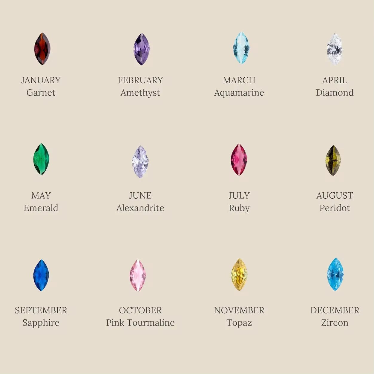 Mata Pendant - Birth Stones - Gold