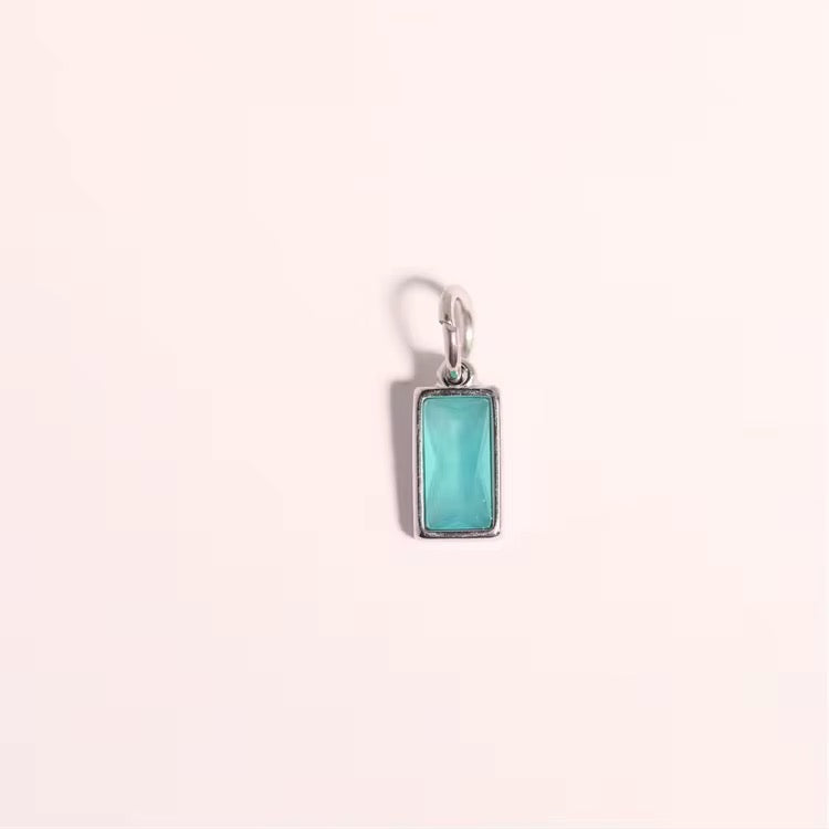Vera Rectangular Birthstone Pendant (Silver)