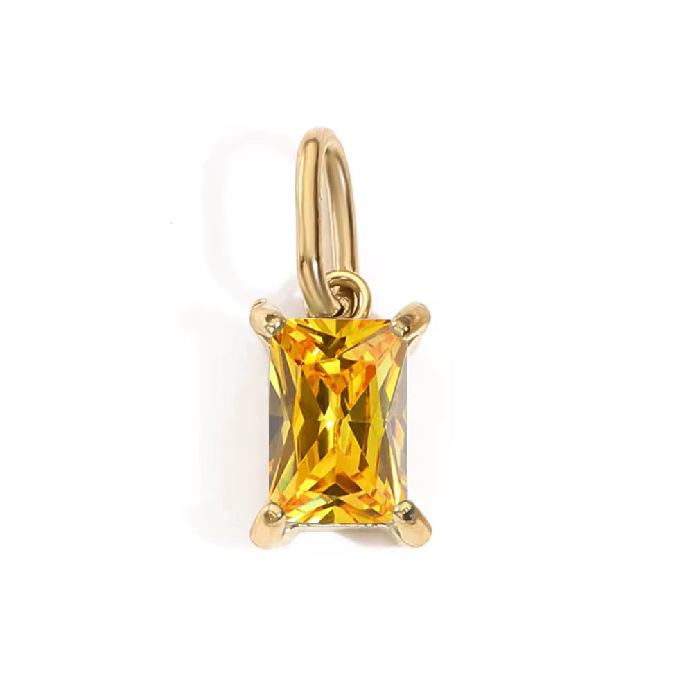 Pendant - Rectangle Birth Stones (Gold)