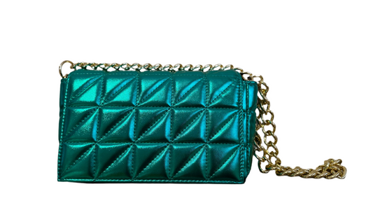 Metallic Cross Body/Clutch Bag- Green