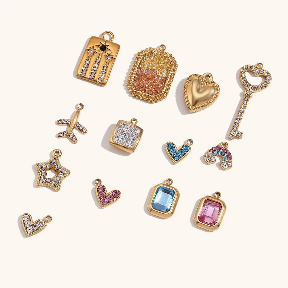 Zircon Heart Charm - Pink