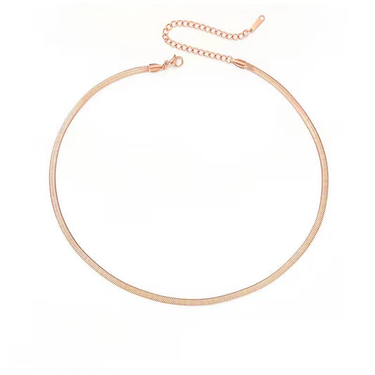 Rose Gold Plated Flat Snake Chain Necklace - 3mm