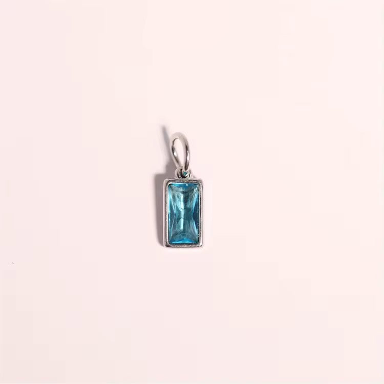 Vera Rectangular Birthstone Pendant (Silver)