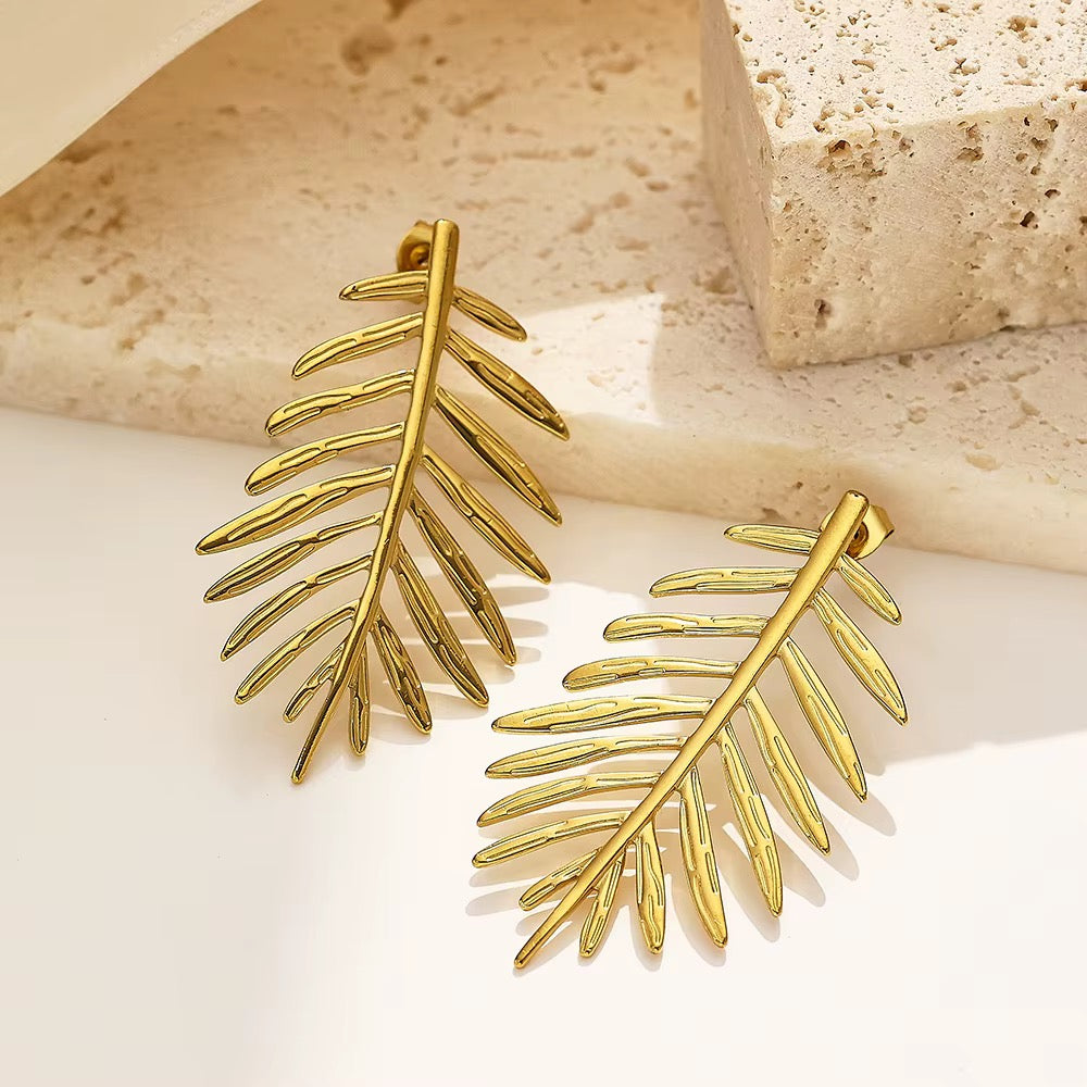 Topical Palm Leaf Earrings