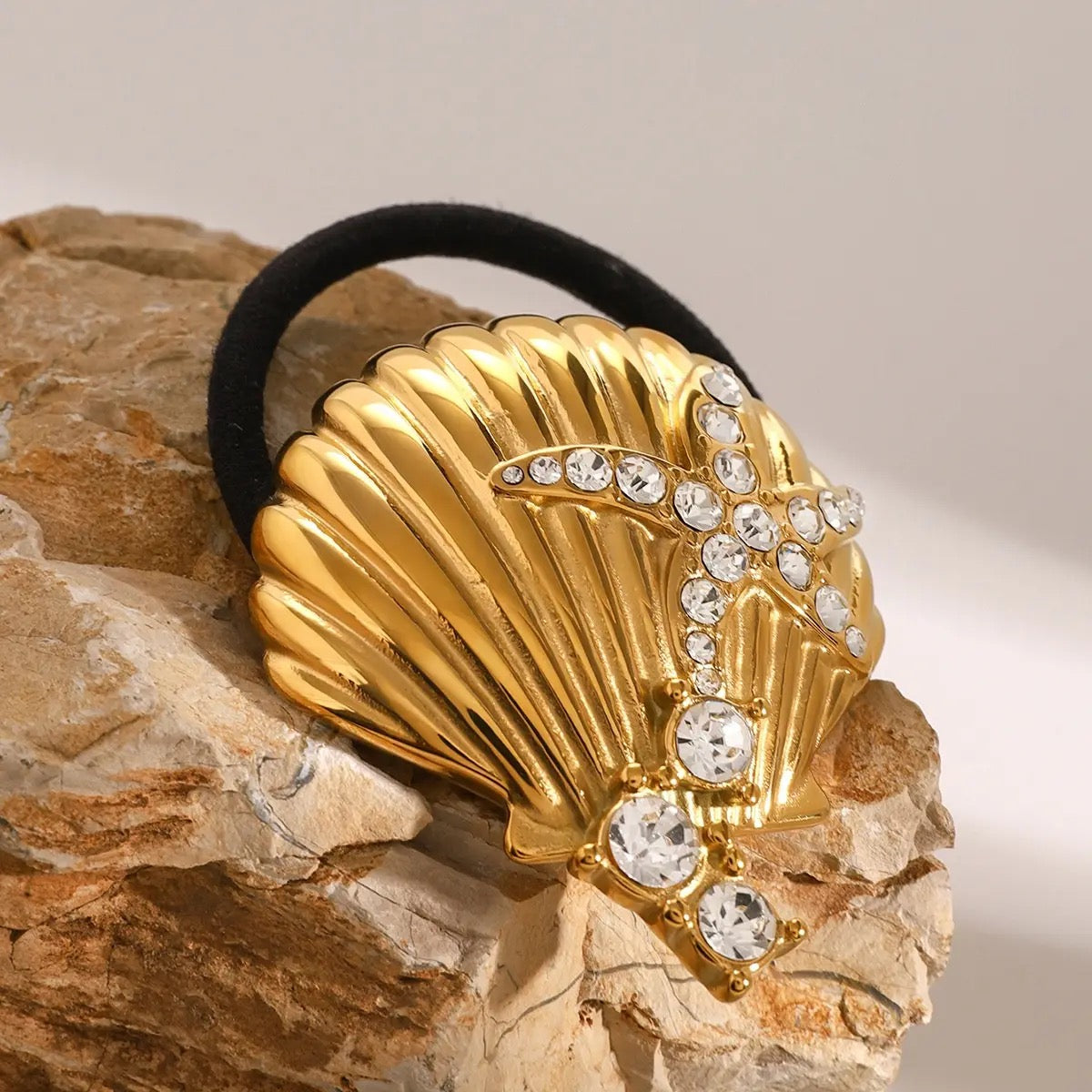 Bejeweled Shell Hair Tie