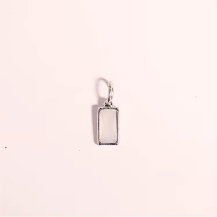 Vera Rectangular Birthstone Pendant (Silver)