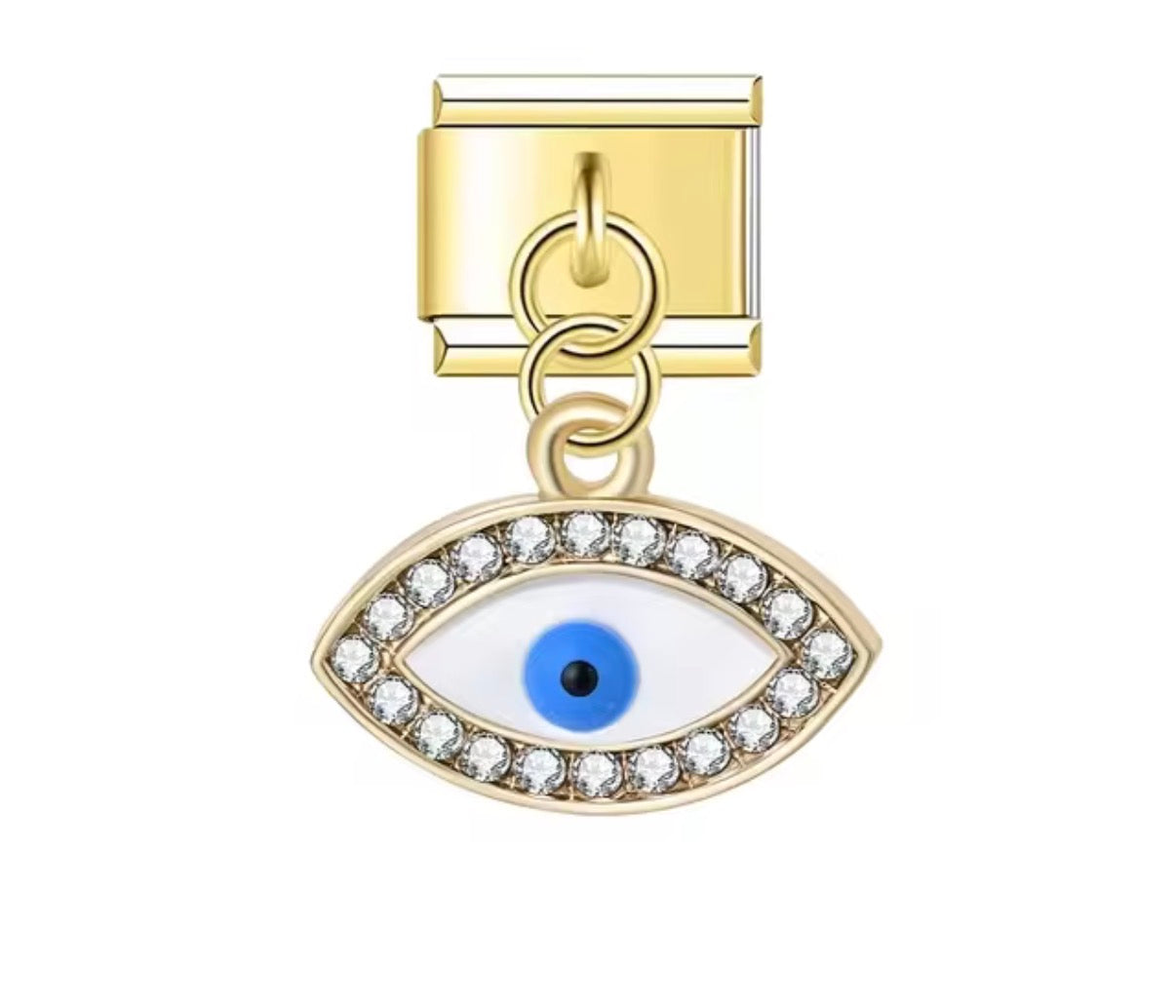 Italian Bracelet Charm- Zircon Evil Eye