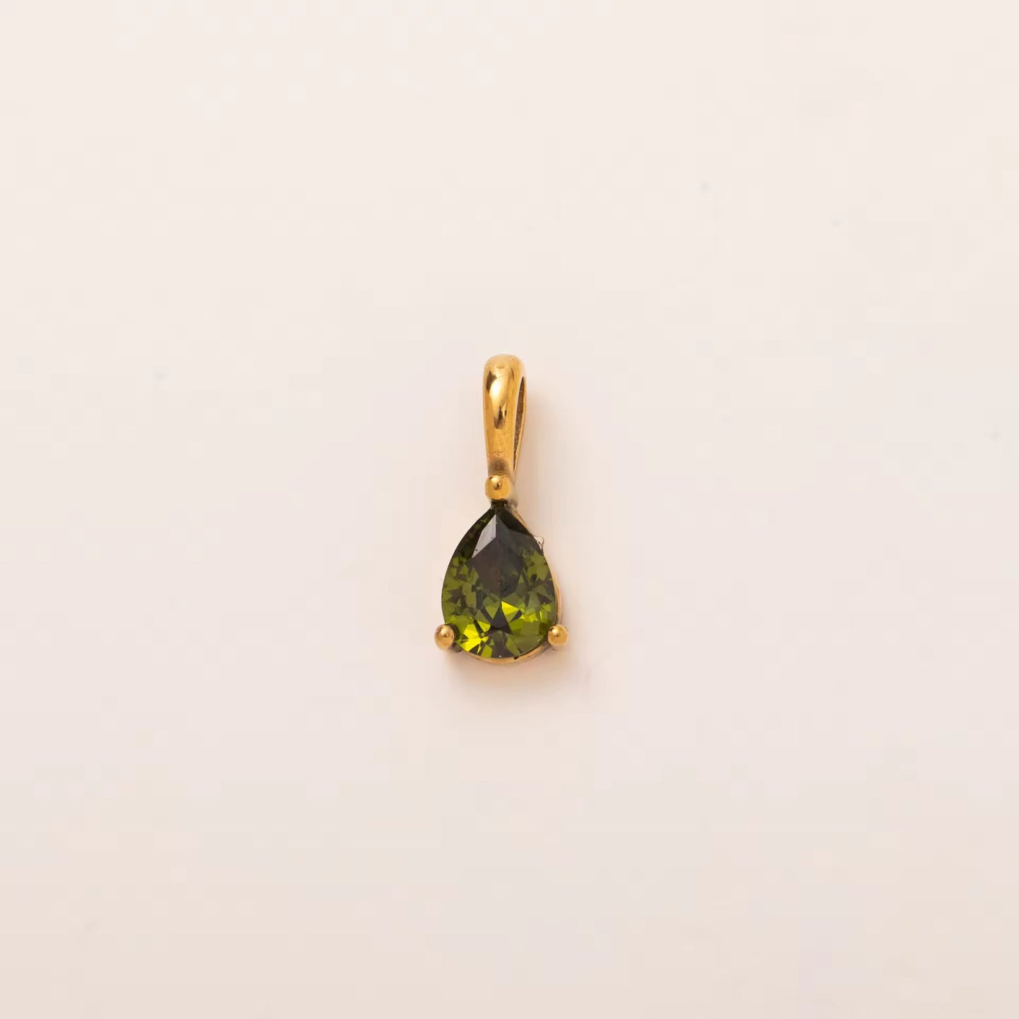 Terry Teardrop Birthstone Pendant – 18K PVD Gold Plated Stainless Steel