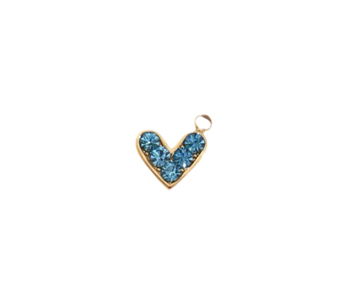 Zircon Heart Charm - Blue