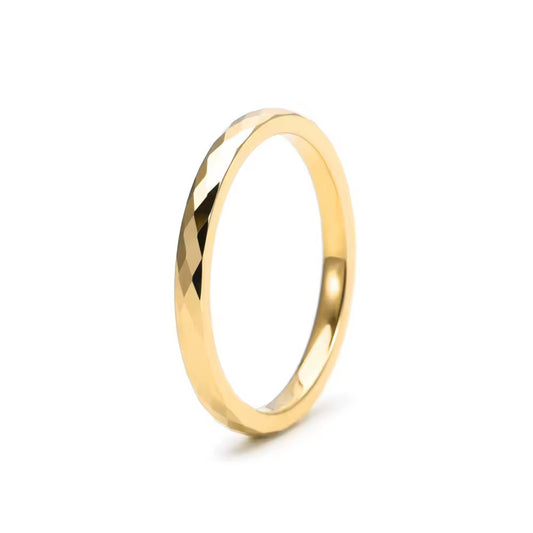 Diamond-Cut Tungsten Carbide Ring – 2MM (Gold)
