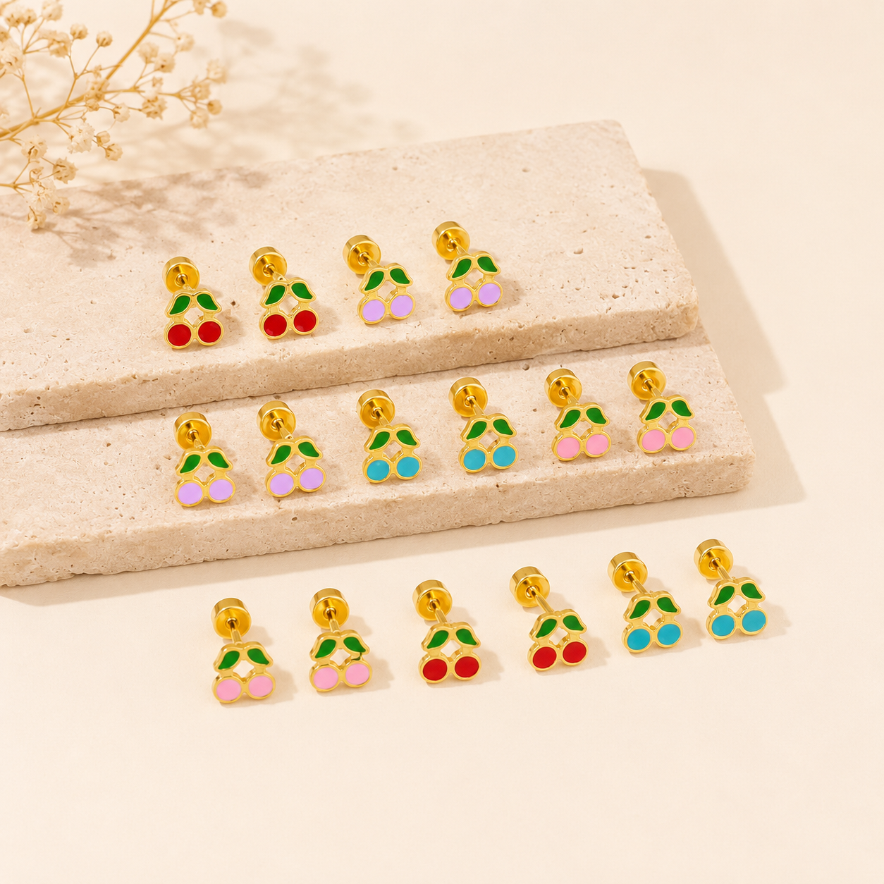 Cherry Pop Flat Back Earrings