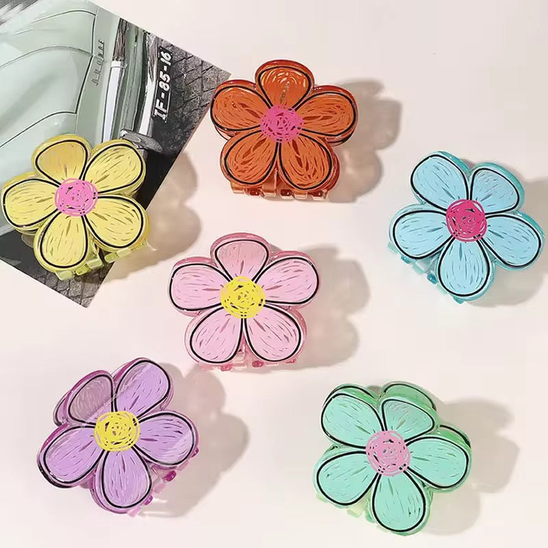 Arty Bloom: Hand-Painted Graffiti Flower Hair Clip
