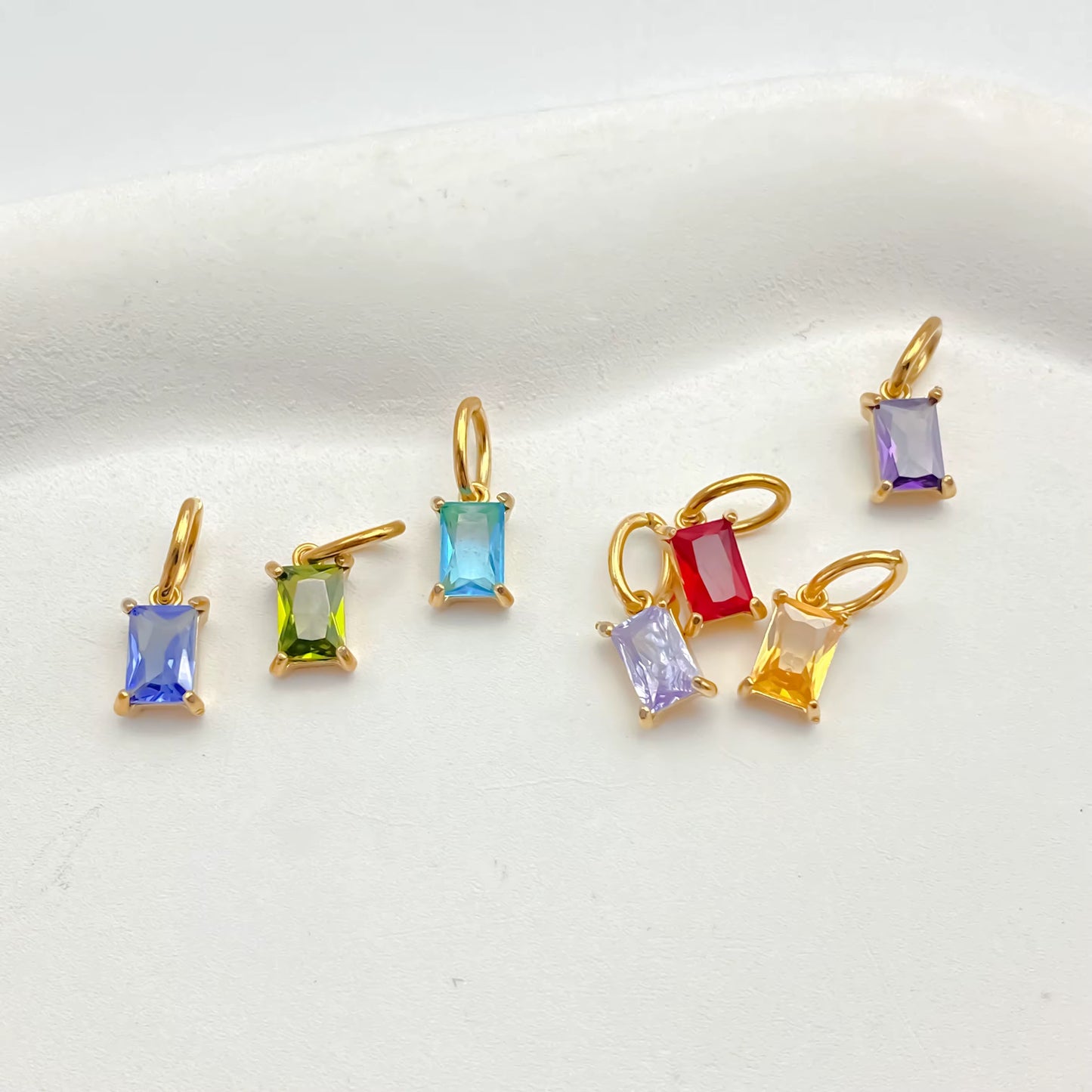 Pendant - Rectangle Birth Stones (Gold)