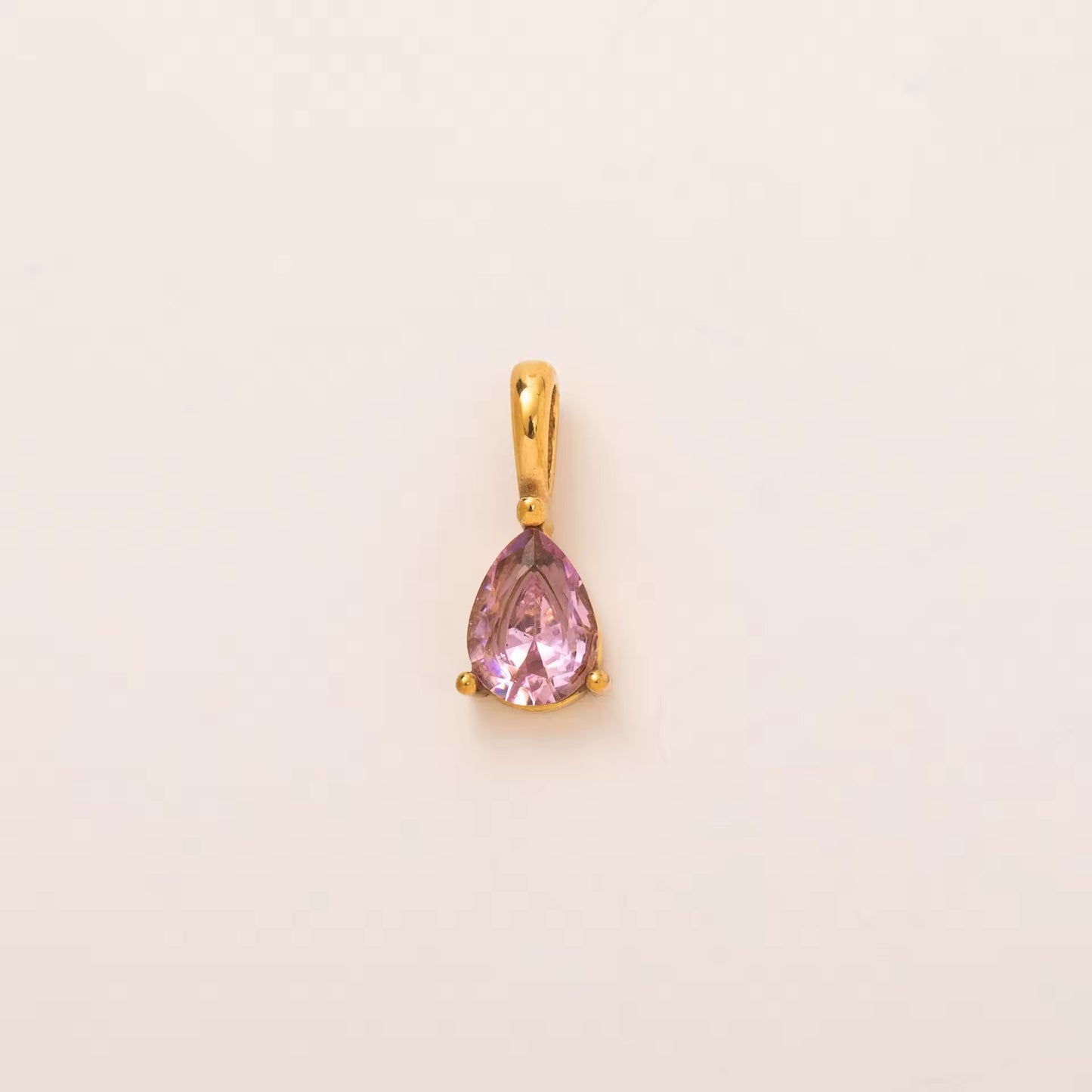 Terry Teardrop Birthstone Pendant – 18K PVD Gold Plated Stainless Steel