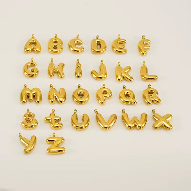 Bubble Initial Charm – 18K Gold Plated Stainless Steel Letter Pendant