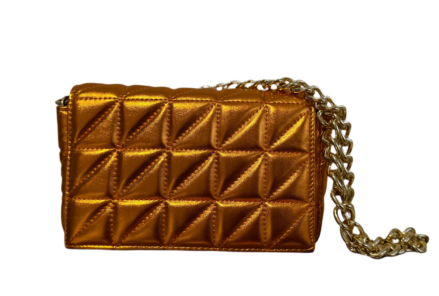 Metallic Cross Body/Clutch Bag - Orange