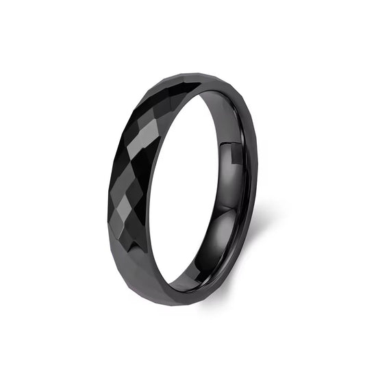 Diamond-Cut Tungsten Carbide Ring – 4MM (Black)