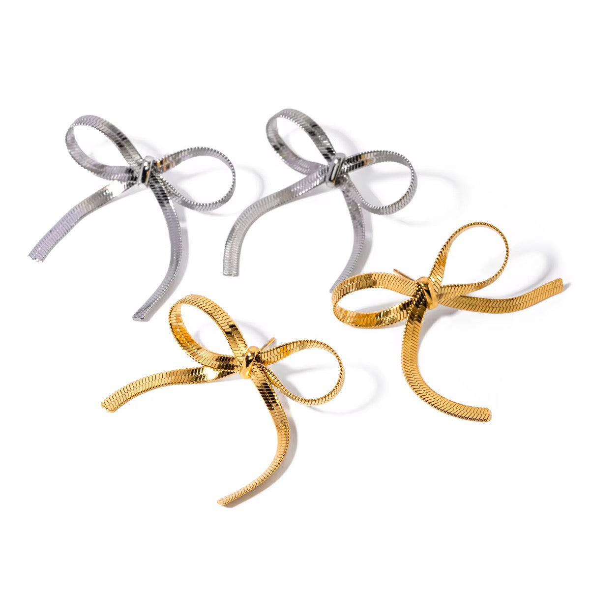 Jada Bow Stud Snake Chain Earrings