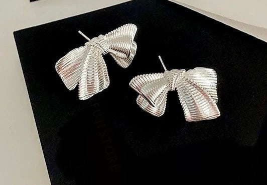 Double bow earrings - Silver