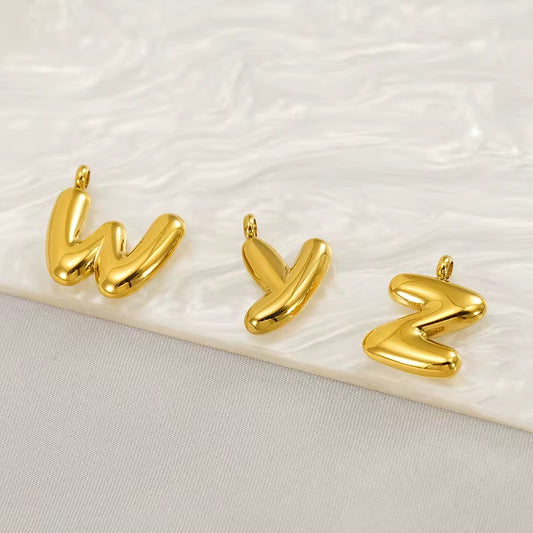 Bubble Initial Charm – 18K Gold Plated Stainless Steel Letter Pendant