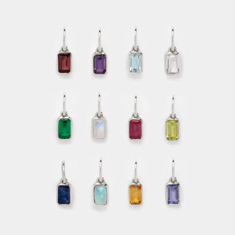 Vera Rectangular Birthstone Pendant (Silver)