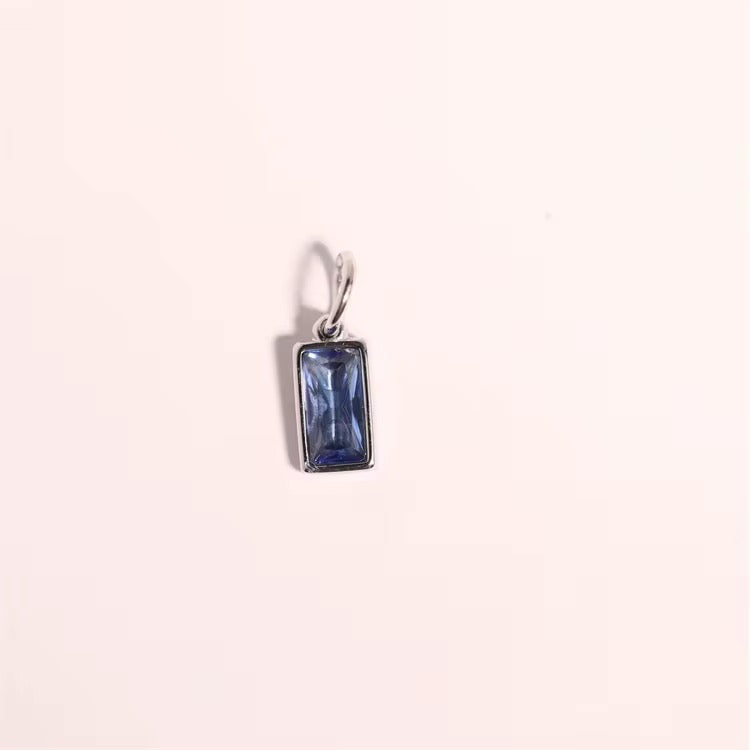 Vera Rectangular Birthstone Pendant (Silver)