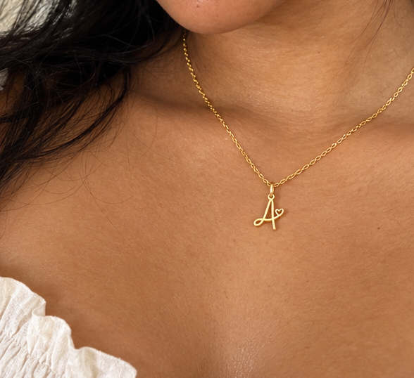 Love Letter Initial Necklace -Gold