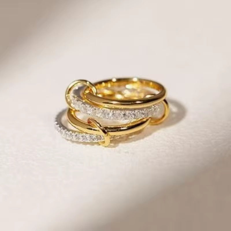 Elysia 18K Gold Stacked Cubic Zirconia Ring