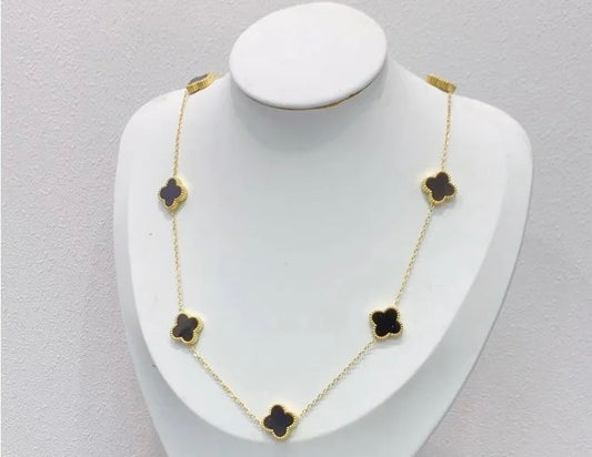 7 Motifs Clover Necklace - Black