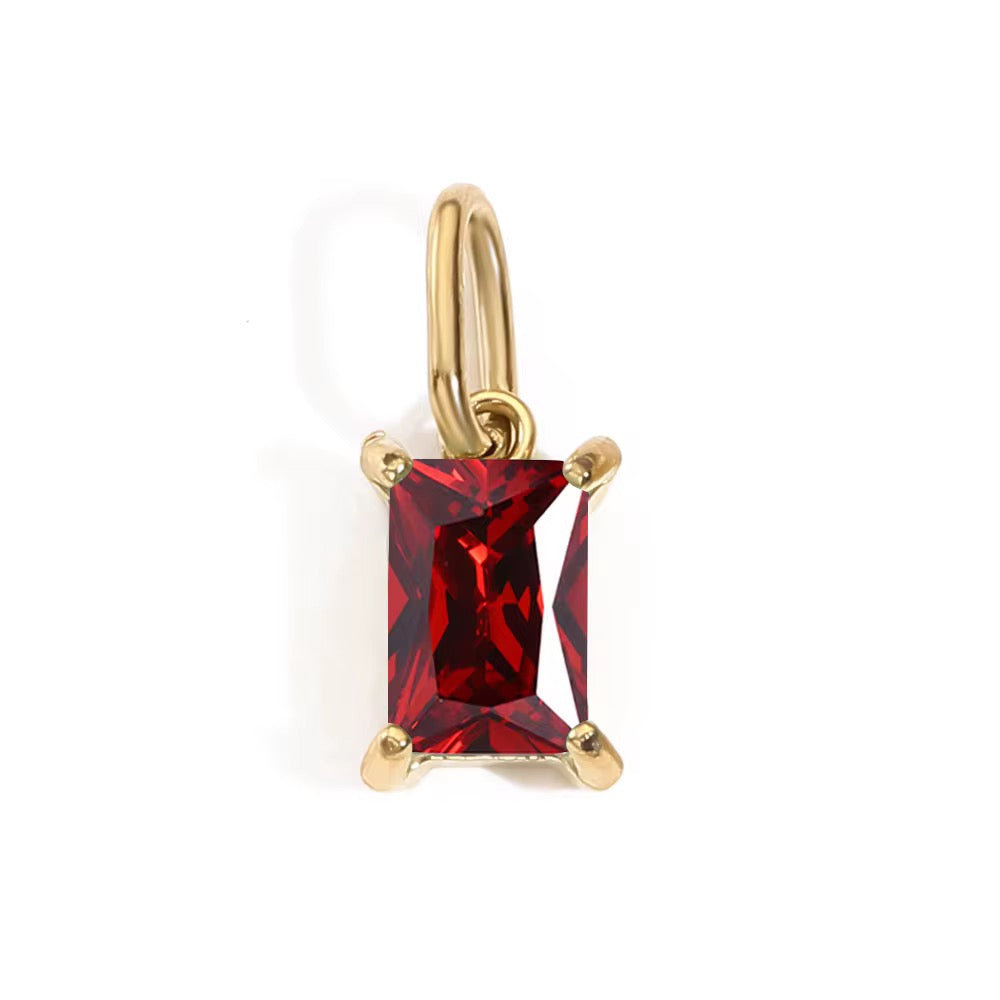 Pendant - Rectangle Birth Stones (Gold)