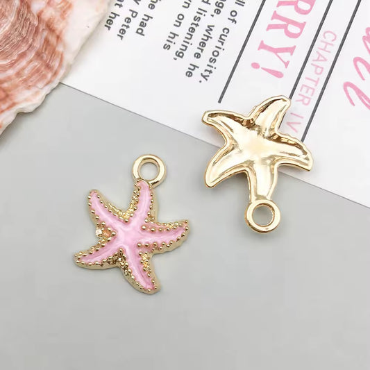 Enamel Charm - Pink Star Fish