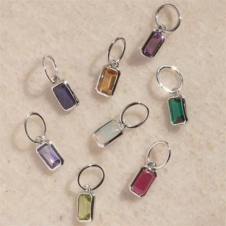 Vera Rectangular Birthstone Pendant (Silver)