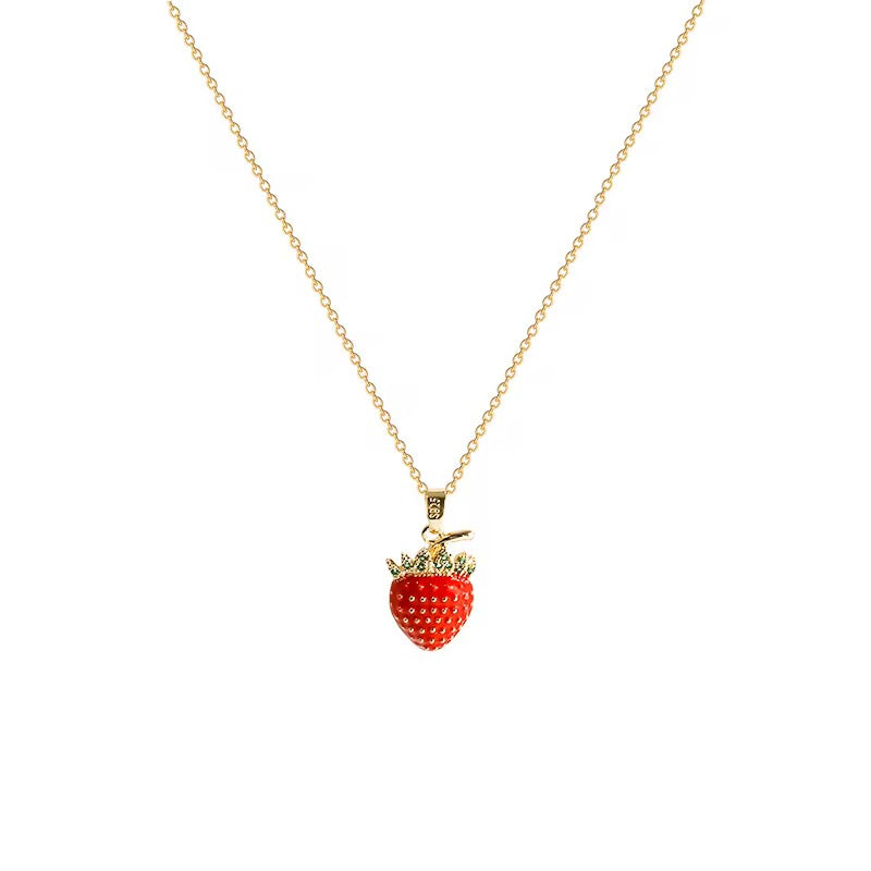 Crown Strawberries Pendant Necklace