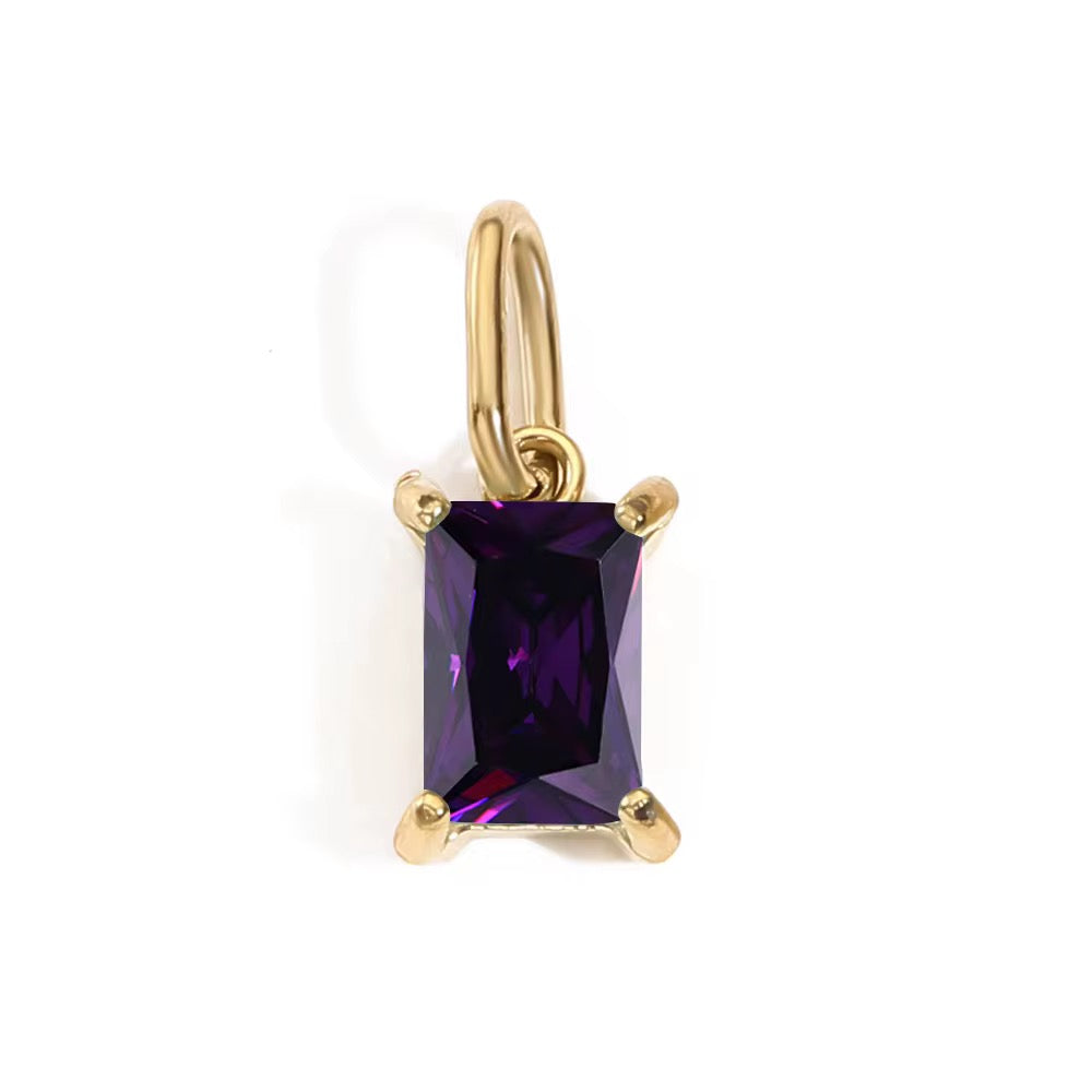 Pendant - Rectangle Birth Stones (Gold)