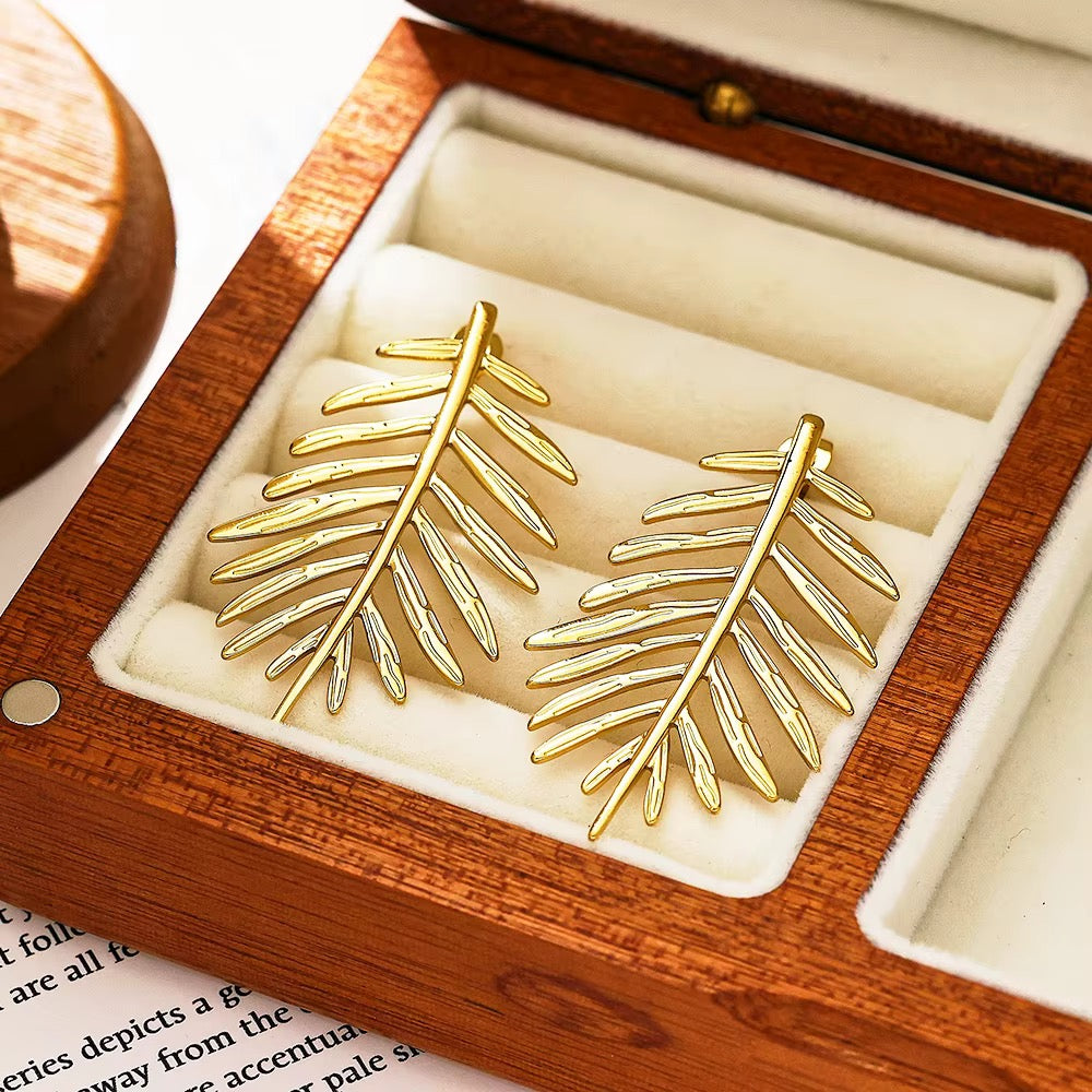 Topical Palm Leaf Earrings