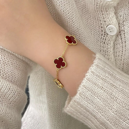 Clover Bracelet - Deep Red