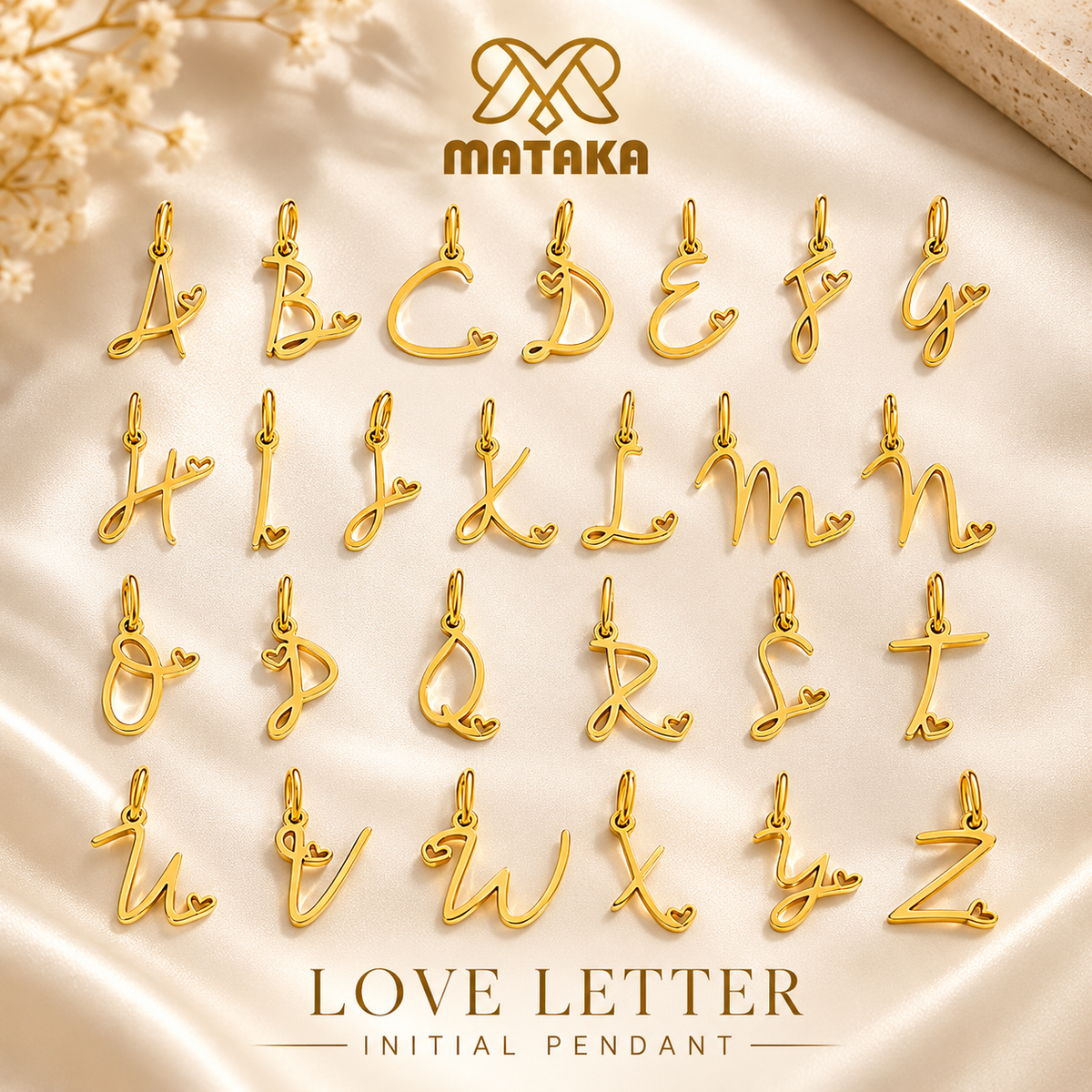 Love Letter Initial Pendant -18k Gold Plated